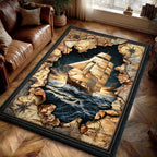 Ocean Voyage area rug in a living room