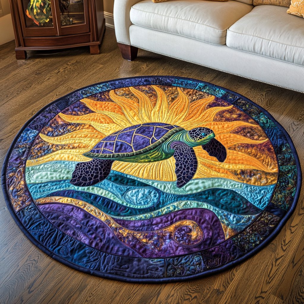 Ocean Voyager Round Mat Rug - washable non-slip printed rug