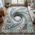 Ocean Whirl area rug in a living room