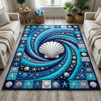 Ocean Whirl area rug in a living room