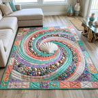 Ocean Whirl area rug in a living room