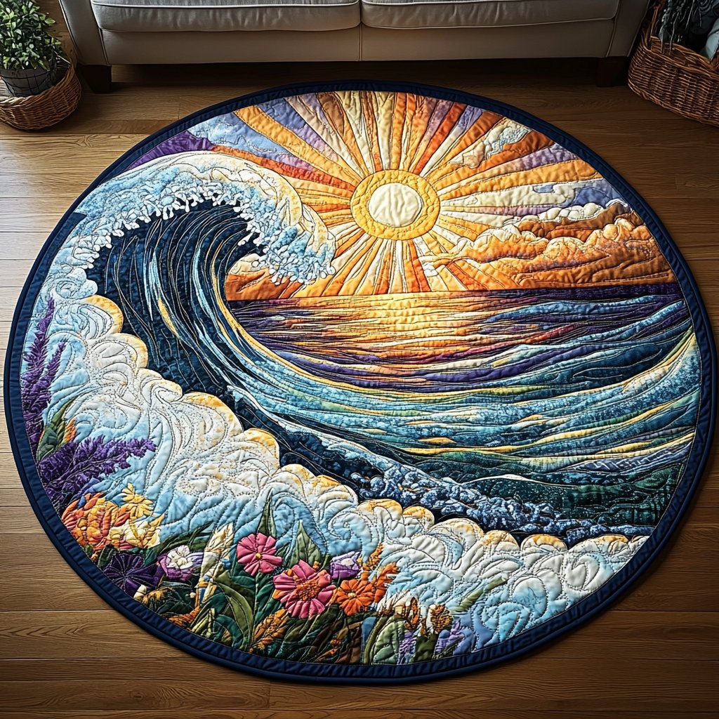 Ocean Whirl Round Mat Rug - Nature Design | Serene Home Decor