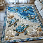 Ocean Whisper area rug in a living room