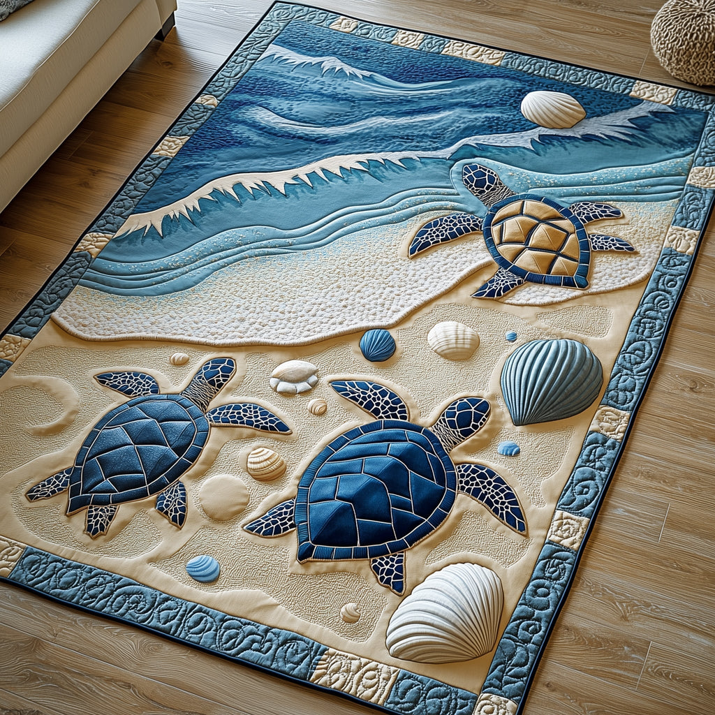Ocean Whisper area rug in a living room