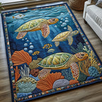 Ocean Whisper area rug in a living room