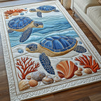 Ocean Whisper area rug in a living room