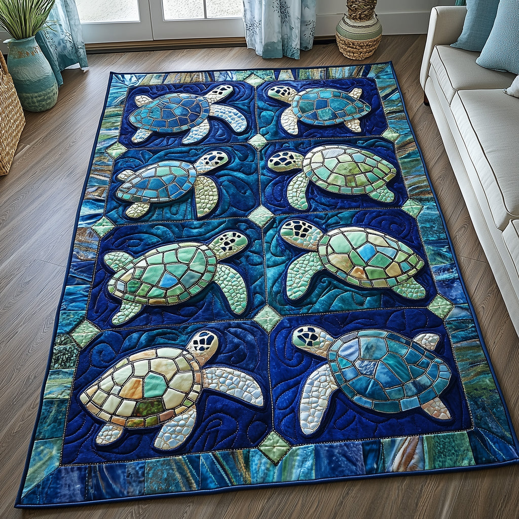 Ocean Whisper area rug in a living room