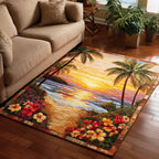 Ocean Whisper area rug in a living room