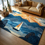 Ocean Whisper area rug in a living room