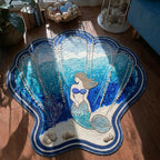 Ocean Whisper Custom Shape Area Rug - Coastal Design | Die-Cut Non-Slip Rug - washable non-slip printed rug