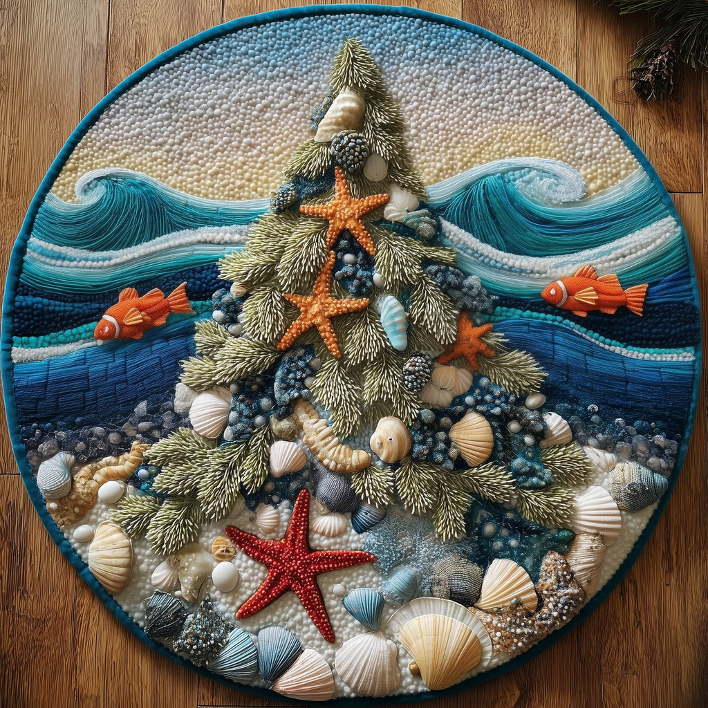 Oceanic Evergreen Round Mat Rug - Nature Design | Serene Home Decor