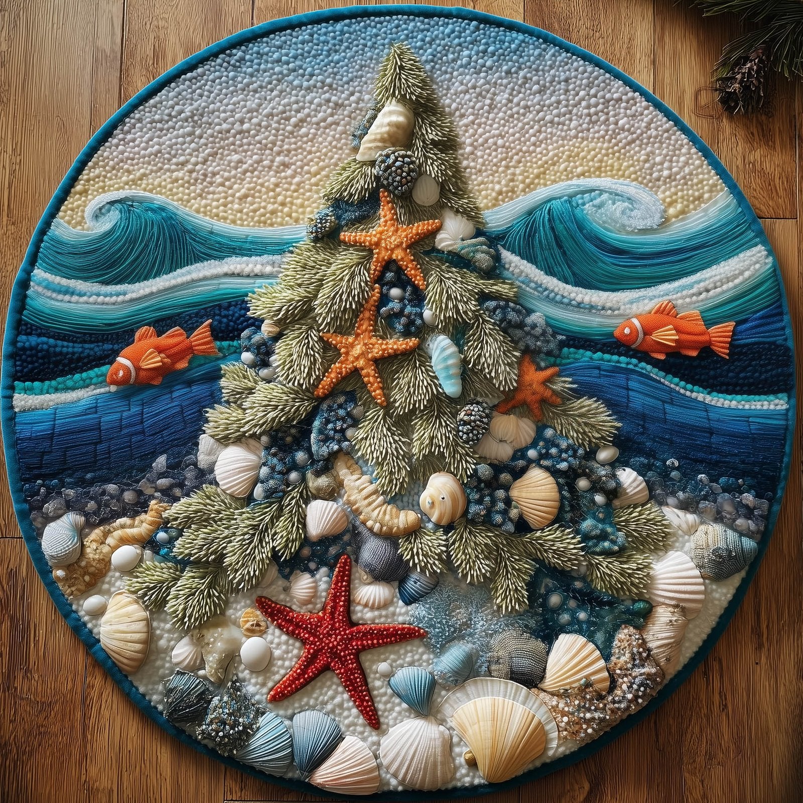 Oceanic Evergreen Round Mat Rug - Nature Design | Serene Home Decor