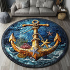 Oceanic Serenity Round Mat Rug - washable non-slip printed rug