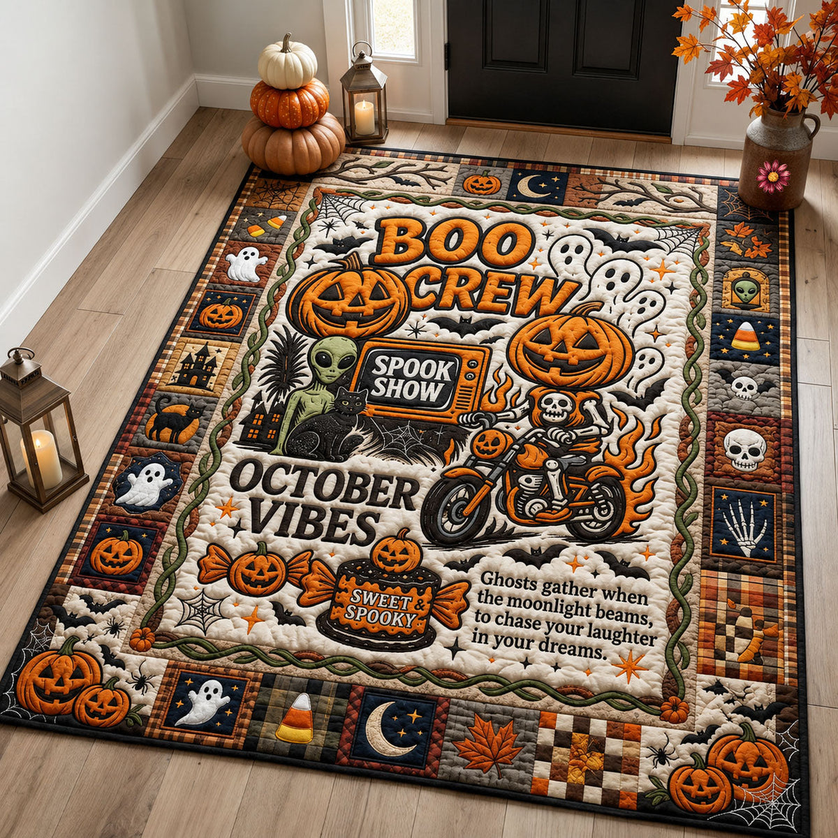 October Vibes area rug in a living room