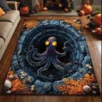 Octopus Coral Crypt area rug in a living room