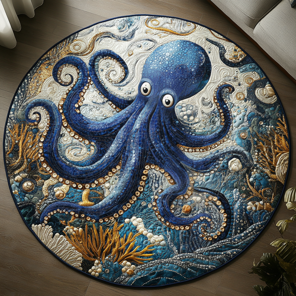 Octopus Embrace Round Mat Rug