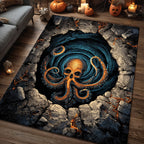 Octopus Void Spiral area rug in a living room