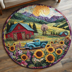 Old Barn Dreams Round Mat Rug - washable non-slip printed rug