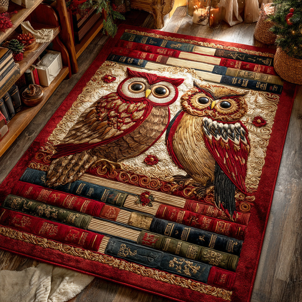 Old Book Owl area rug in a living room