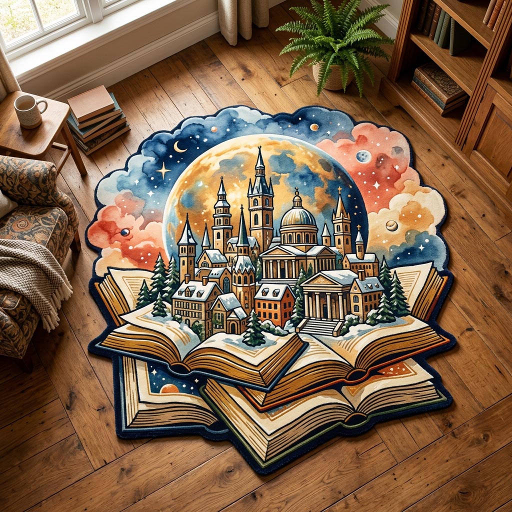 Old Manuscript Custom Shape Area Rug - Nature Design | Die-Cut Non-Slip Rug - washable non-slip printed rug