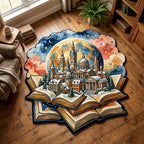 Old Manuscript Custom Shape Area Rug - Nature Design | Die-Cut Non-Slip Rug - washable non-slip printed rug