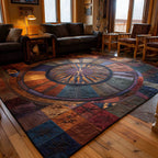 Old West Gathering area rug in a living room