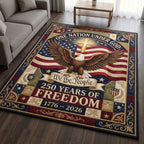 One Nation Under God area rug in a living room