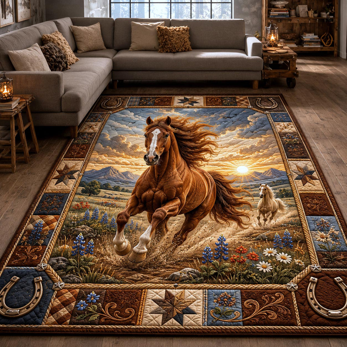 Open Range area rug in a living room