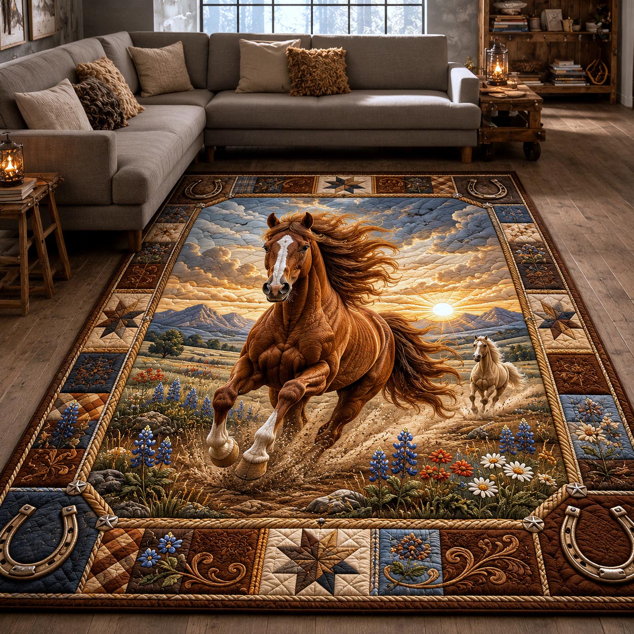 Open Range area rug in a living room