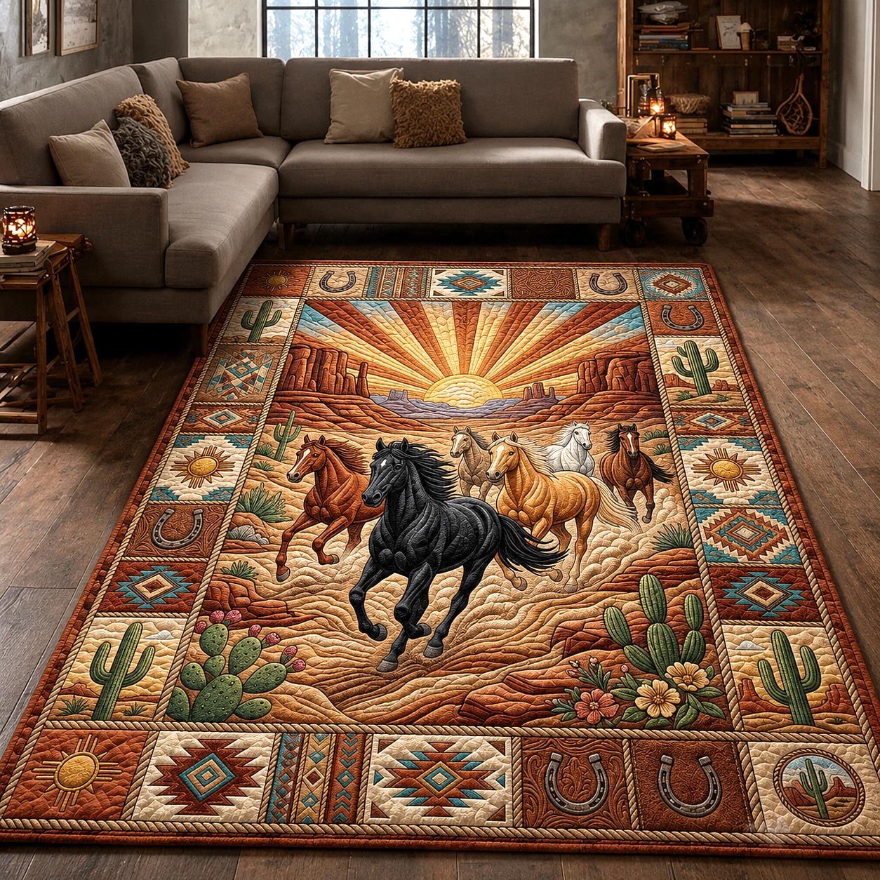 Open Range area rug in a living room