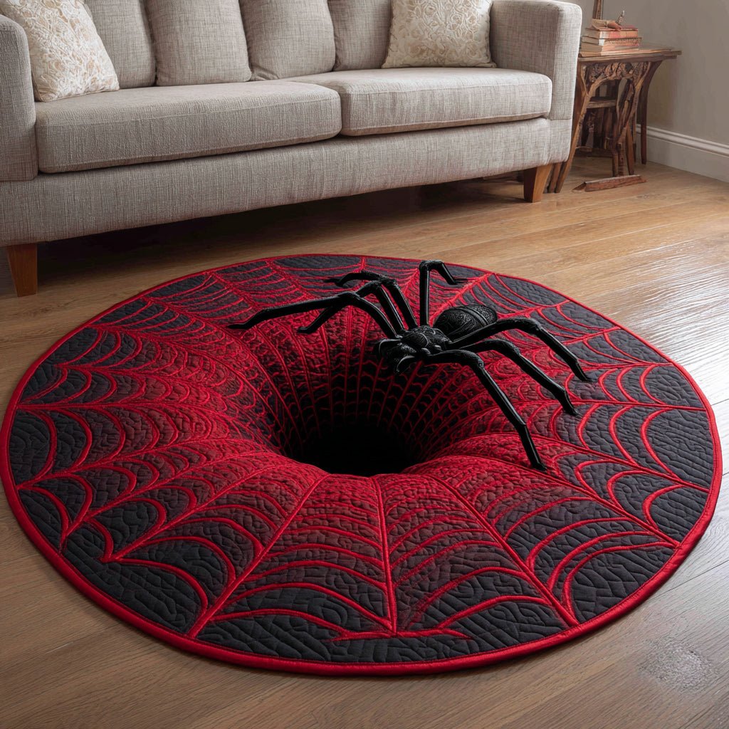 Optical Spider Round Mat Rug - washable non-slip printed rug