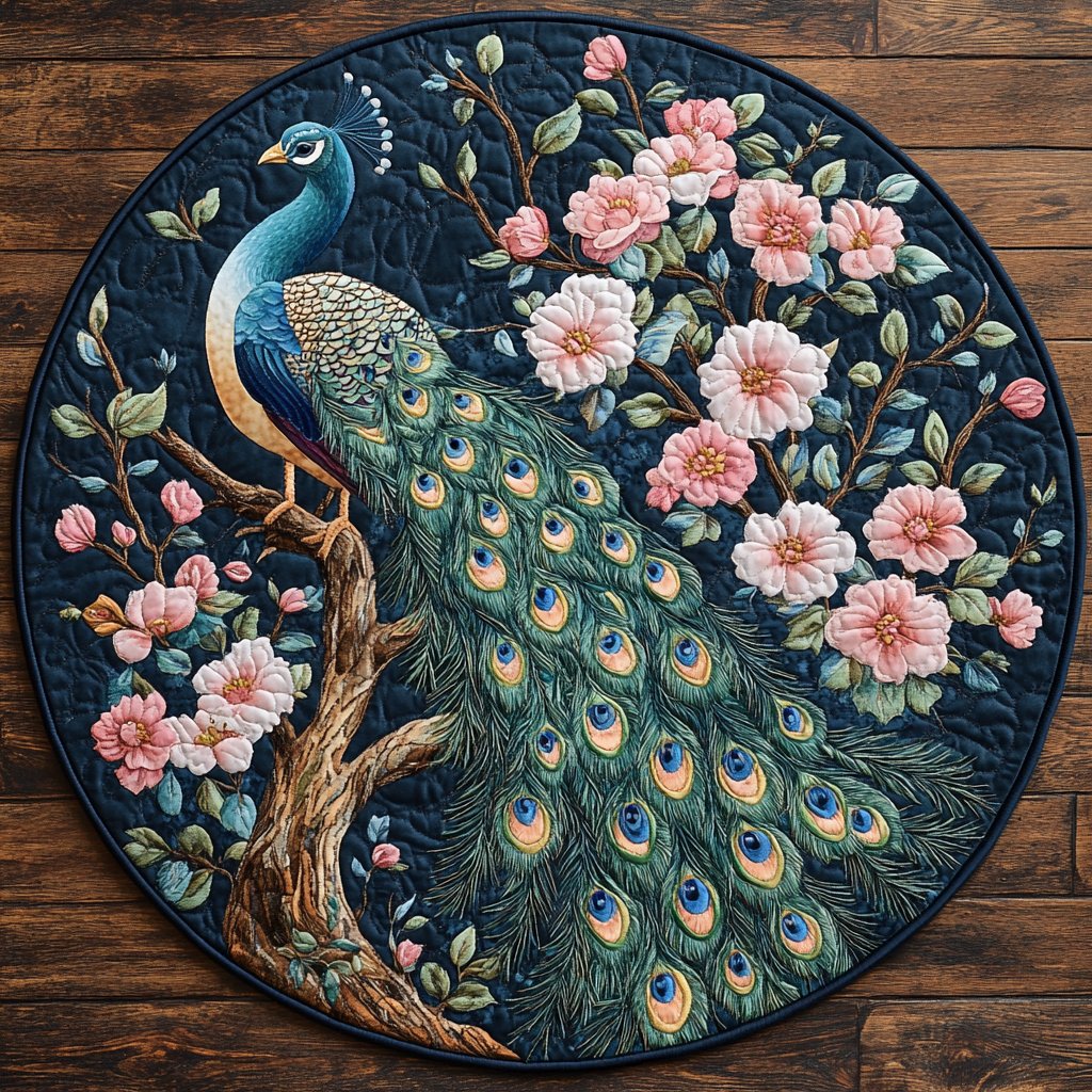 Opulent Feather Dance Round Mat Rug - washable non-slip printed rug
