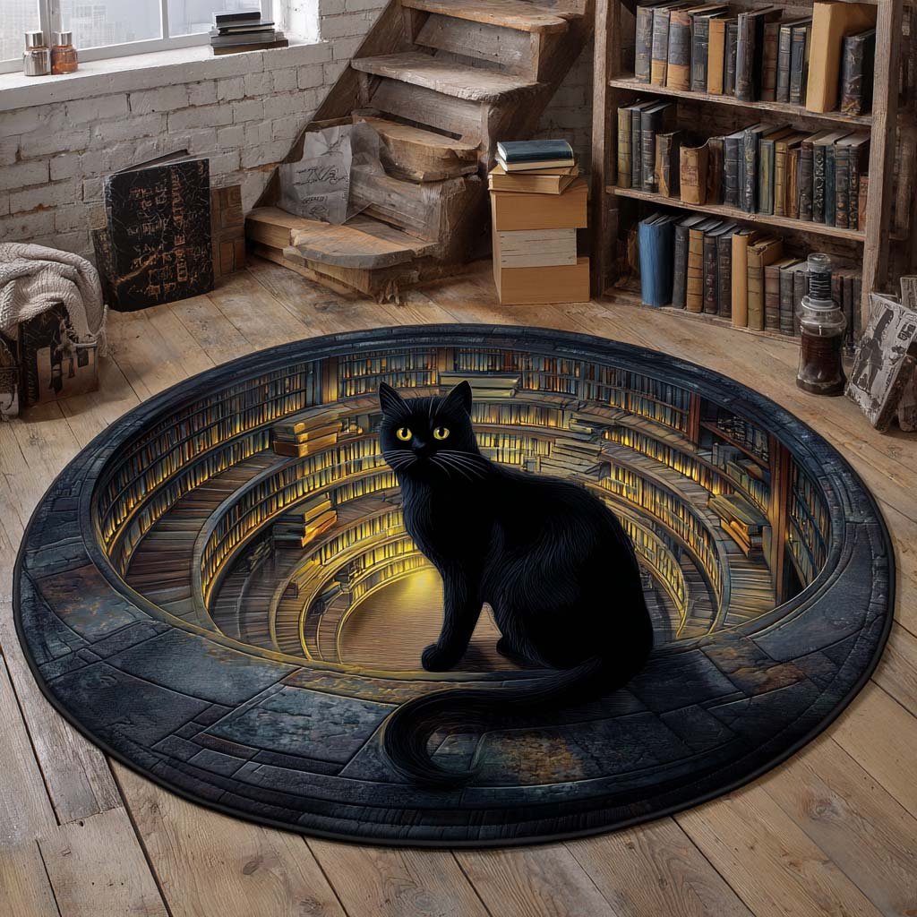 Oracle of Inkstone Round Mat Rug - washable non-slip printed rug