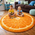 Orange Slice Fun Round Mat Rug - washable non-slip printed rug