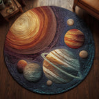 Orbital Harmony Round Mat Rug - washable non-slip printed rug