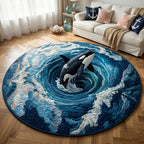 Orcinus orca Round Mat Rug - washable non-slip printed rug