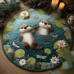 Otter Love Oasis Round Mat Rug - Nature Design | Serene Home Decor