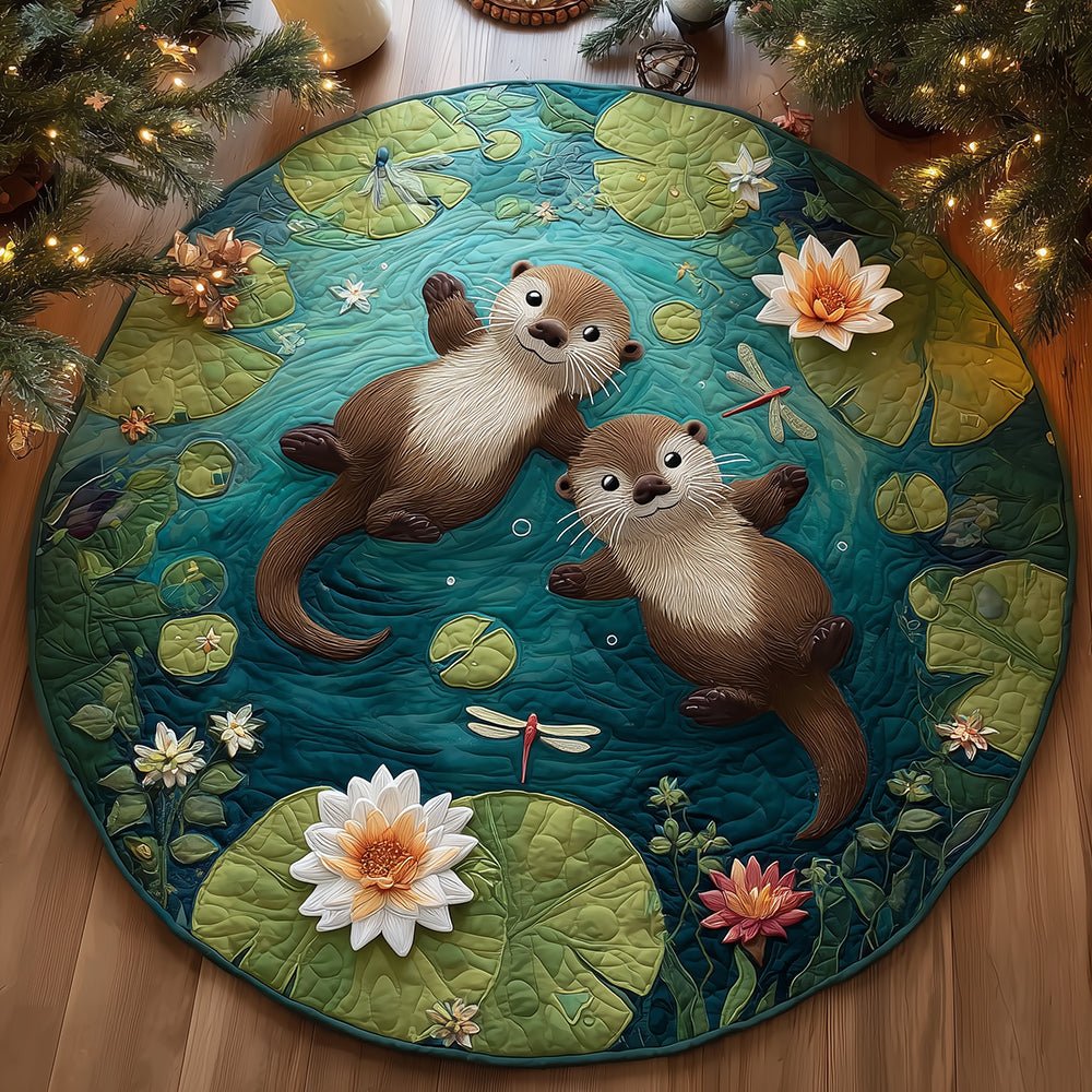 Otterly Enchanted Pond Round Mat Rug - Nature Design | Serene Home Decor
