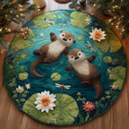 Otterly Enchanted Pond Round Mat Rug - Nature Design | Serene Home Decor
