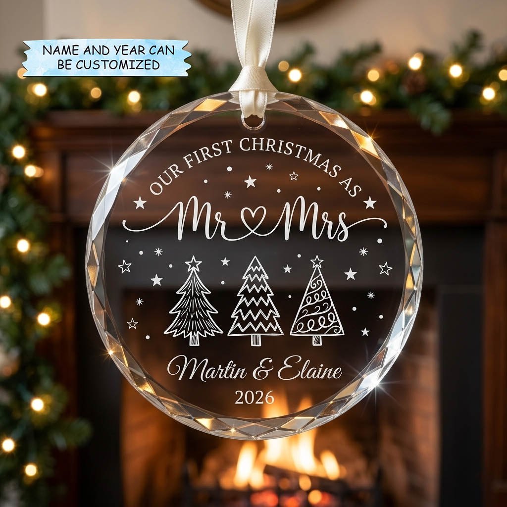 Crystal Trio Tree Mr And Mrs Christmas Ornament