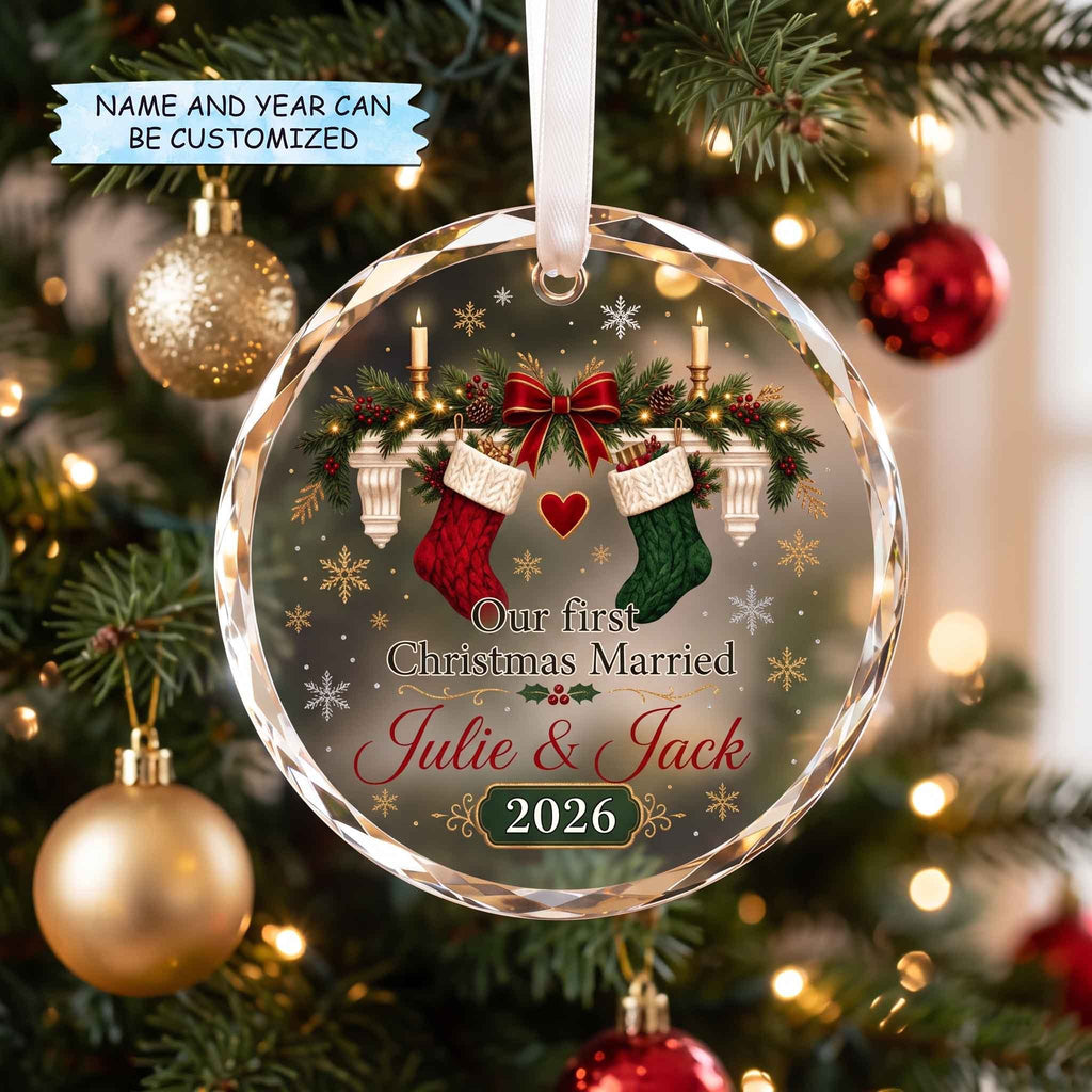 Stocking Garland Crystal Round Christmas Ornament
