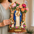 Our Lady Of Grace wooden block, laser-cut 3-layer wood