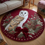 Owl Barn Round Mat Rug - washable non-slip printed rug