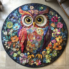 Owl Blossom Round Mat Rug - washable non-slip printed rug
