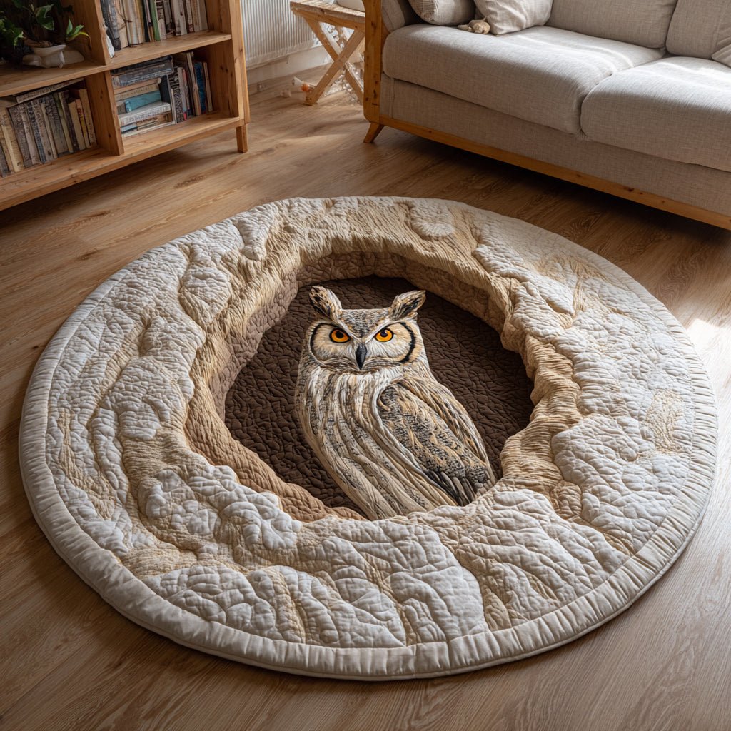 Owl Burrow Round Mat Rug - washable non-slip printed rug