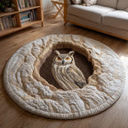 Owl Burrow Round Mat Rug - washable non-slip printed rug