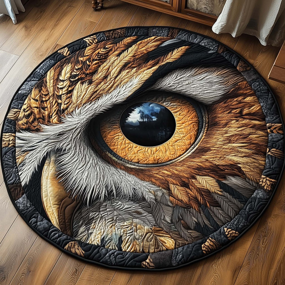 Owl Eye Round Mat Rug - washable non-slip printed rug