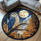 Owl Flight Round Mat Rug - washable non-slip printed rug