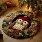 Owl Forest Round Mat Rug - washable non-slip printed rug