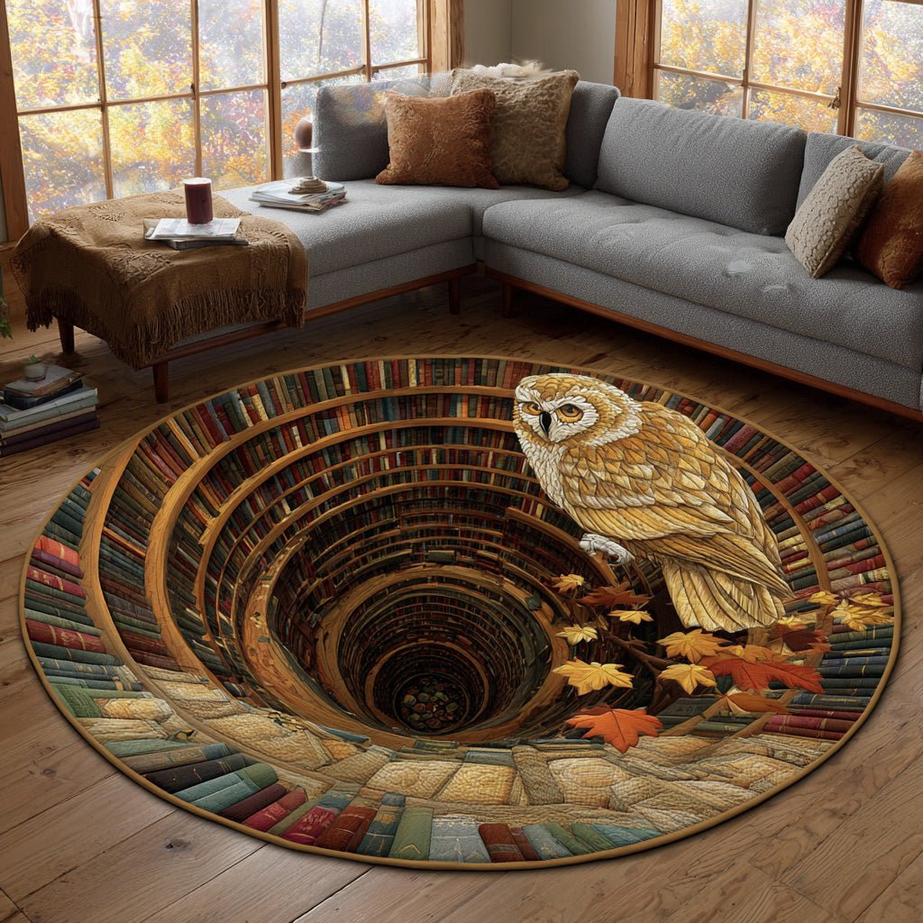 Owl Keeper Well Round Mat Rug - washable non-slip printed rug